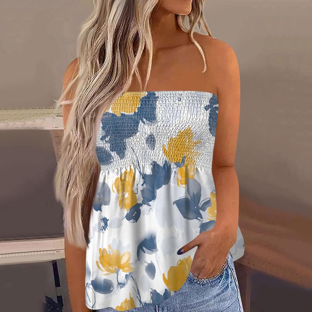 2024 топы для женщин, милая сексуальная футболка без рукавов с открытыми плечами и цветочным принтом