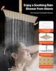Shower Faucet Set, 305 mm Thermostatic Ceiling Mount Rainfall Shower System with 152 mm Wall Mount Head and 2 in 1 Handheld Spray, 3-Function Dual