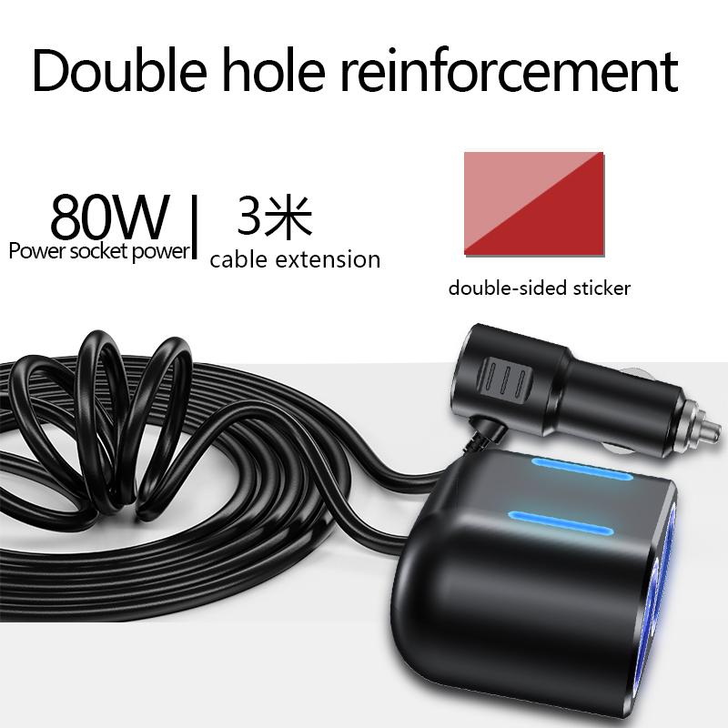 3M/85cm 10A Car Cigarette Lighter Extension Cord 12V 24V Charger Cigar Lighter Plug Cable Female Socket Adapter Auto Accessories