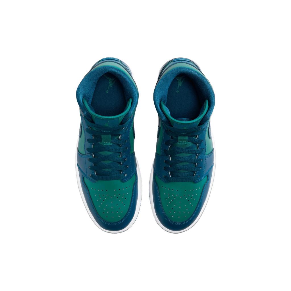 Женские кроссовки Air Jordan 1 Mid Teal French Blue Sky-J-Teal Sky-J-French-Blue White BQ6472-301