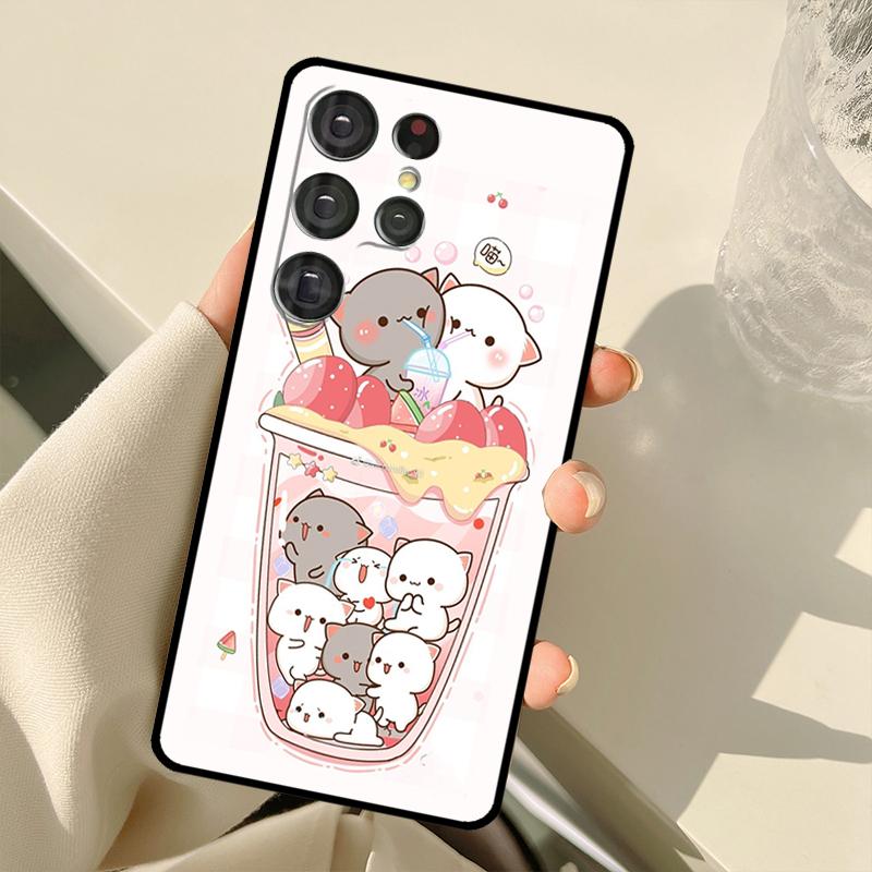 Peach And Goma Cats For Samsung Galaxy S21 S22 Ultra Note 20 S8 S9 S10 Plus Note 10 Plus S20 FE Phone Cover