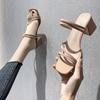 Тапочки на высоком каблуке, женские пикантные сандалии, женские летние тапочки на квадратном каблуке, женские шлепанцы с завязками на открытом воздухе, модные женские сандалии