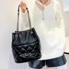 Genuine Leather Bag for Women Bucket Bag Diamond Lattice Chain Strap Bags Bucket