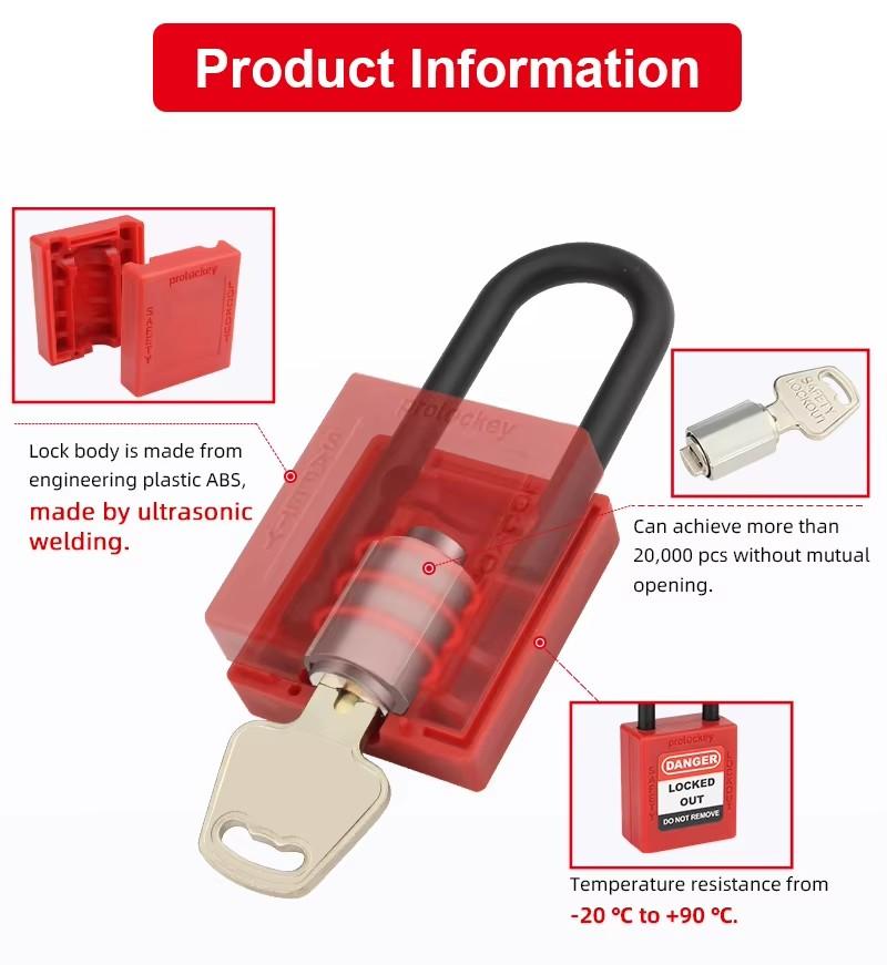 38mm Steel Shackle Insulated Safety Padlock Economic Keyed Alike Lockout with Polished Finish OEM Manufacturer