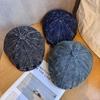 Retro Denim Beret Hat Short Brim Duckbill Cap For Women Casual Wear Street