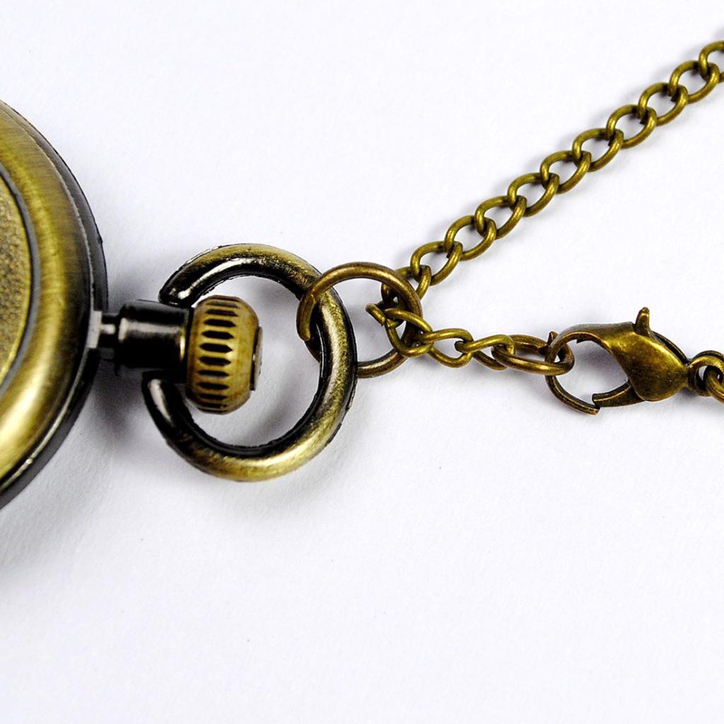 Vintage Gold Pocket Watch Necklace with Roman Numerals - Model 6014