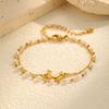 Exquisite Dolphin Imitation Pearl Bead Chain Bracelet for Women,Stainless Steel Double Layered Bracelets,Charm Jewelry Gifts