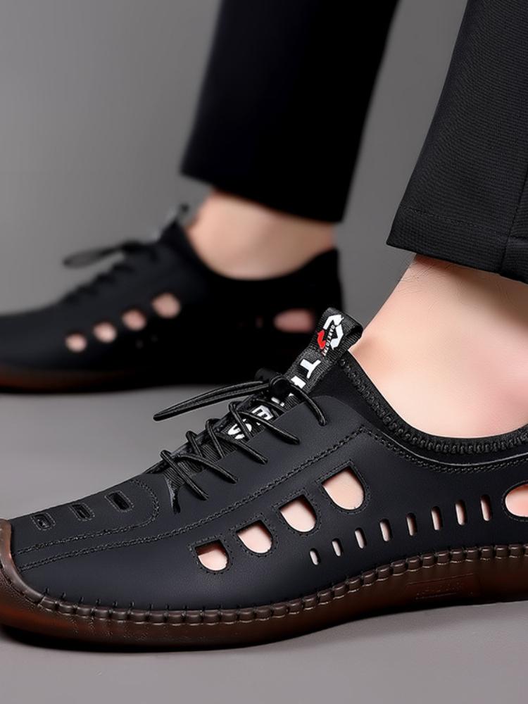 Мужские повседневные сандалии, модные дышащие туфли с открытым носком, плоские деловые кроссовки с мягкой подошвой, Sandalias Hombre 2024