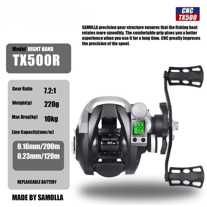 Популярная электронная приманка для литья рыбы светодиодный цифровой дисплей рыболовная катушка с высоким передаточным отношением 7,2:1 10 кг Водонепроницаемый фрикцион для морской рыбалки