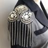 Epaulette Decorative Handmade Rhinestone Punk Style Retro Fashion Tassel Chain Shoulder Board Badge for Clothes Decor