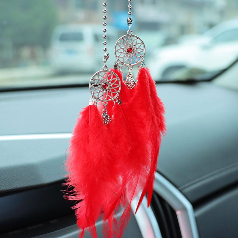 Dream Catcher Car Pendant Feather Mirror Pendant Home Decor Ornaments Car Interior Accessories Dream Catcher Feather Car Pendant