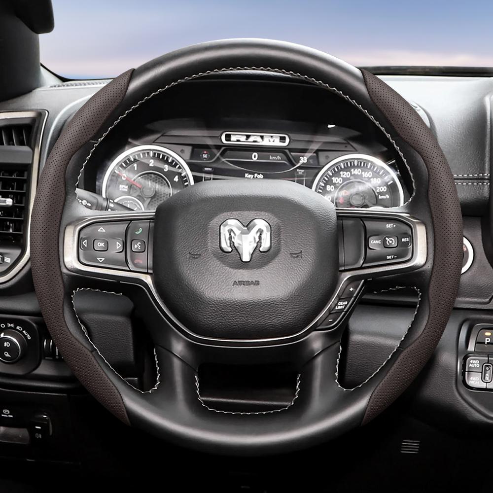 Suitable for Dodge Breathable Hole Leather Steering Wheel Cover Segmented Quick Release Design Non-Slip and Durable Challenger Journey Caliber WW15