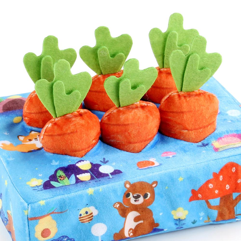 Baby Tear-Resistant Pulling Carrot Tissue Box Toy, 0-1 Year Old Learning Pulling Tissue Toy, Sensory Development Educational Toy for Toddlers
