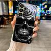 Металлическая Костяная Голова Gear Электролитическое Серебро Чехол для Телефона Для Samsung Note 10 20 A06 A07 A12 A13 A14 A15 A16 A17 A22 A23 A25 Стеклянная Крышка