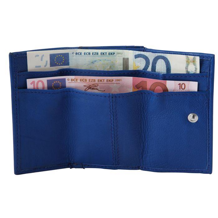 Portefeuille Excellanc en cuir bleu format horizontal chic