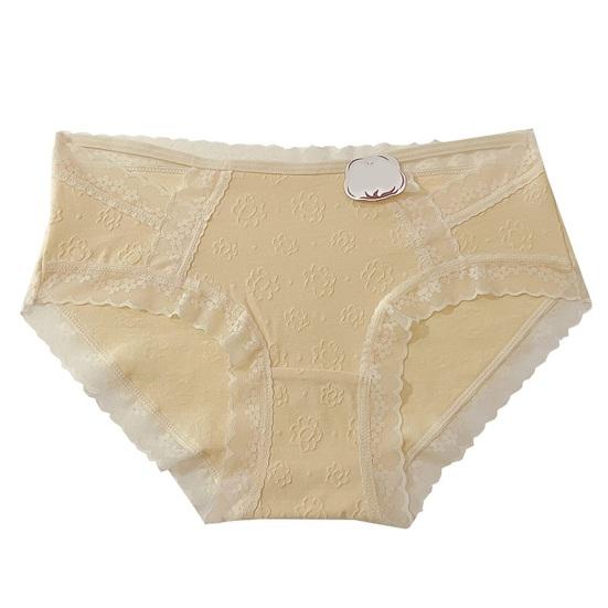 Трусики для школьников, средняя талия, высокая эластичность, кружевной цветочный узор, хорошая воздухопроницаемость, однотонный, приталенный, тонкий