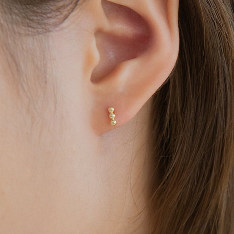 LUNNE 14k Мини-серьги-гвоздики 2-ярусные 3-ярусные (14-каратное золото) #ES24