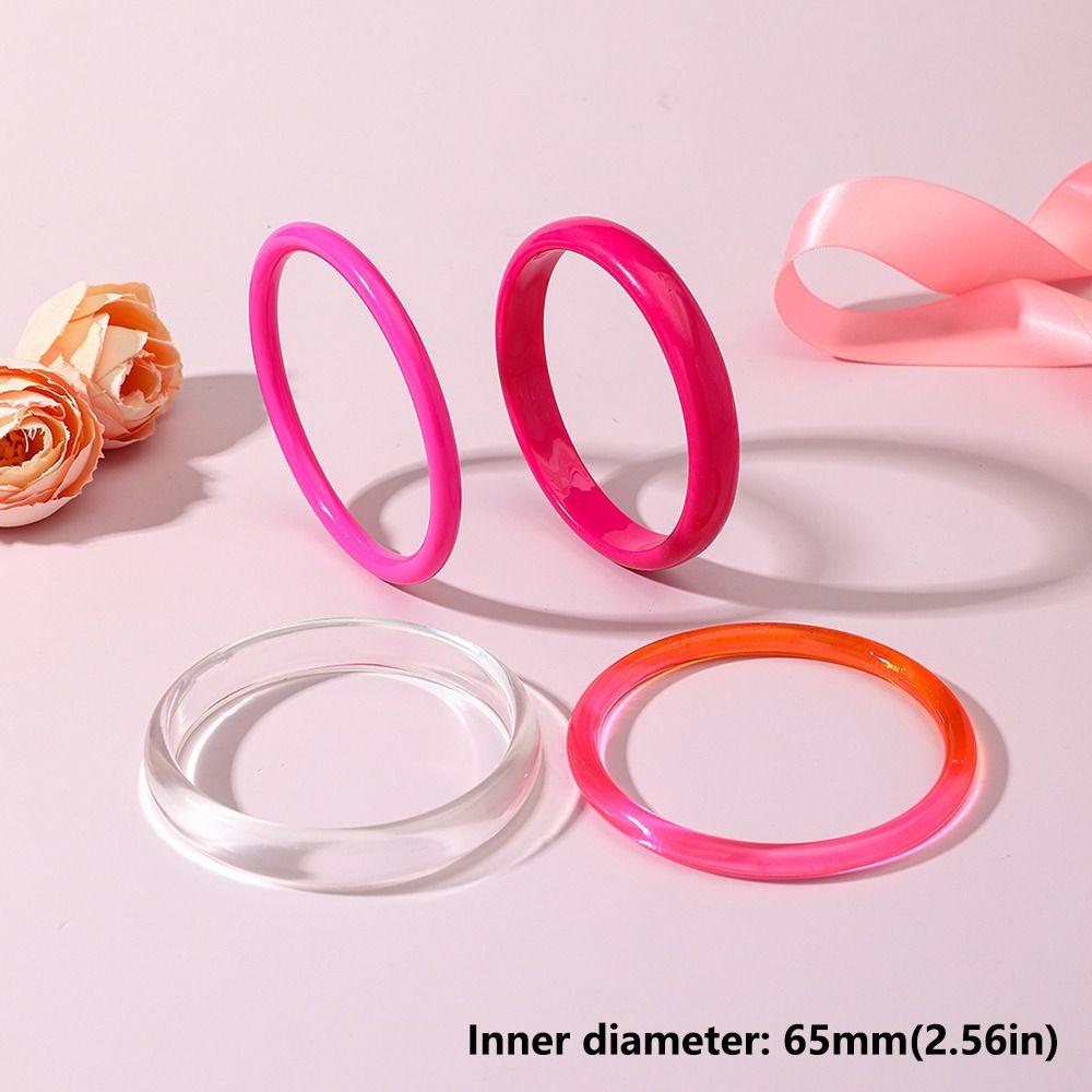 4Pcs/Set Multicolor Resin Bracelet Semi Transparent Punk Bracelet Set Acrylic Cuff for Teenagers