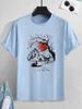 Мужская футболка с принтом в японском стиле, повседневные модные летние футболки с круглым вырезом и короткими рукавами, топы, футболки обычного и большого размера