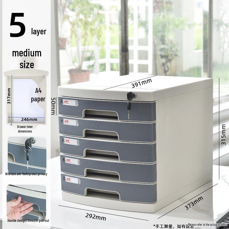 Lockable Multi-Layer A4 File Cabinet Drawer - Plastic Office Storage Box