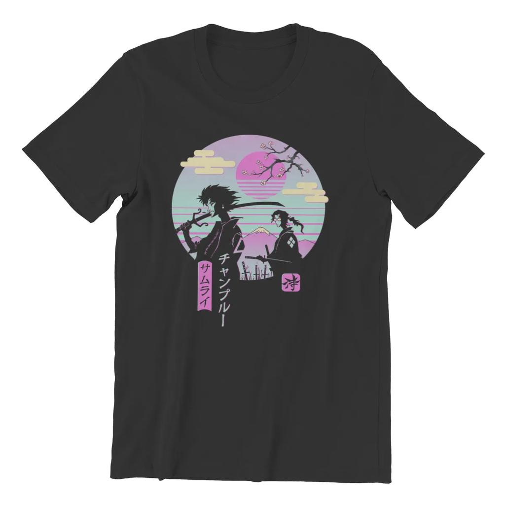 Men's T-shirt Samurai Chillhop Custom Black Men Cotton Tshirt Tees Tops Harajuku Streetwear