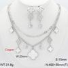 2PCS Fashion Double Necklace Earrings Copper Jewelry Set Stacked Clover Jewelry