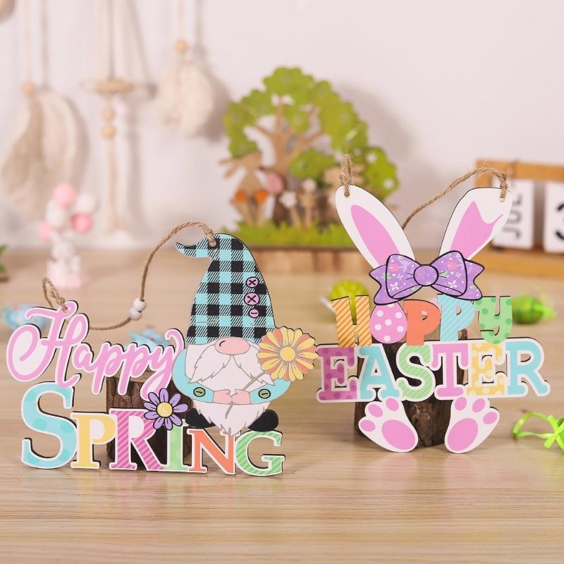 Пасхальная деревянная подвесная табличка Пасхальный деревянный венок табличка Счастливой Пасхи/Весны Дверная табличка для входной двери Настенный декор