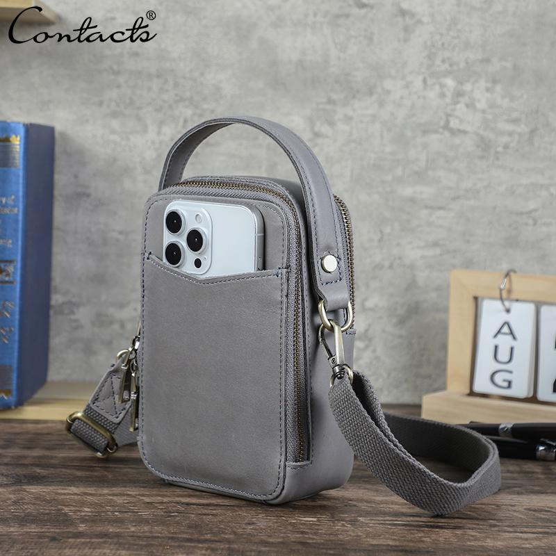 Genuine Leather Men Small Shoulder Bag Vintage Crossbody Messenger Bag With Phone And Card Holder Handbag