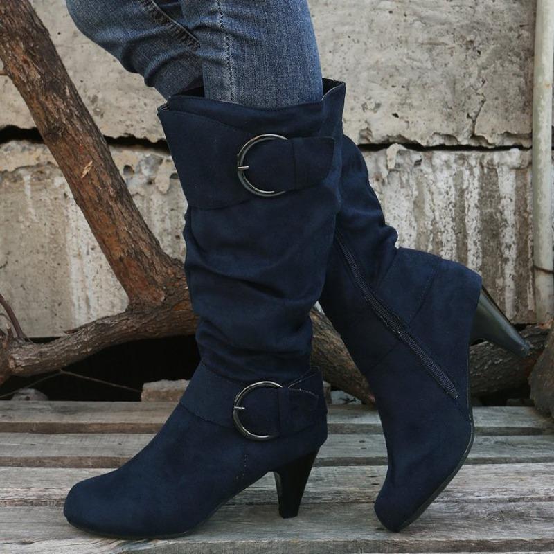 Fashion Winter New High Heels Comfortable Sexy Women's Shoes Wear-resistant Pointed Side Zipper Fashion Solid Color Women's Boots