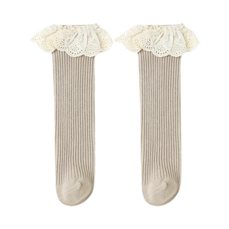Высококачественные детские хлопковые мягкие удобные кружевные носки, детские носки из чесаного хлопка средней длины