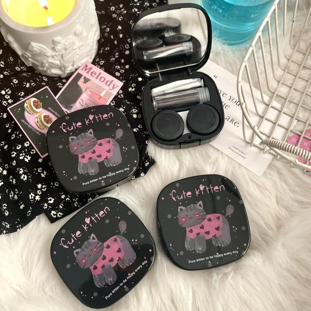 Конфетный одноцветный футляр для контактных линз, пластиковая цветная коробка для контактных линз, портативная коробка для хранения контактных линз, мини-коробка для ухода