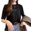 Korean version of summer loose round neck short-sleeved T-shirt women's alphabet print women's top student bottoming shirt women's clothing