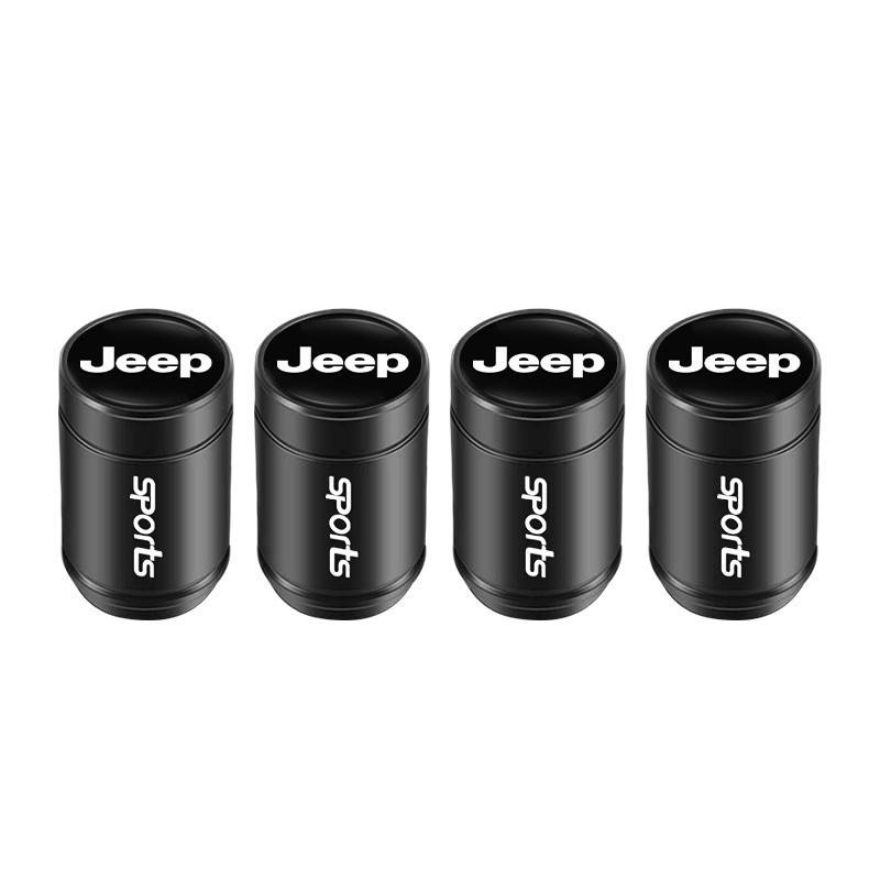 For Jeep 4Pcs Aluminum Alloy Car Tire Valve Cap Dust Cover Accessories For Jeep Grand Cherokee Wrangler JK Gladiator Compass