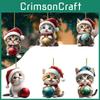 Cat Christmas Hat Car Hanging Decor Acrylic Pendant Tree Ornament Holiday Travel