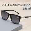 Unisex Bifocal Reading Glasses Classic Square Hd Lens Presbyopia Near And Far Eyewear Vintage Uv Shades Sports Sunglasses +3.5