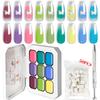 New 9 Grid 2 in 1 Patting Transfer Gel Pastel Gradient Marble Nail Art Polish Set