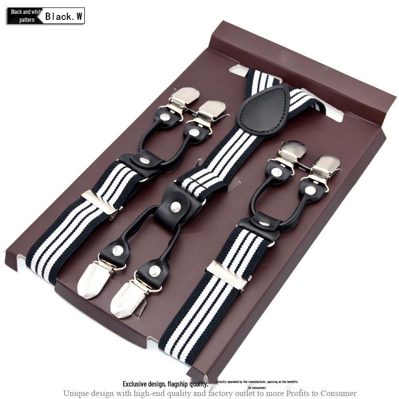 Unisex 2.5cm Six-Clip Elastic Business Suspenders
