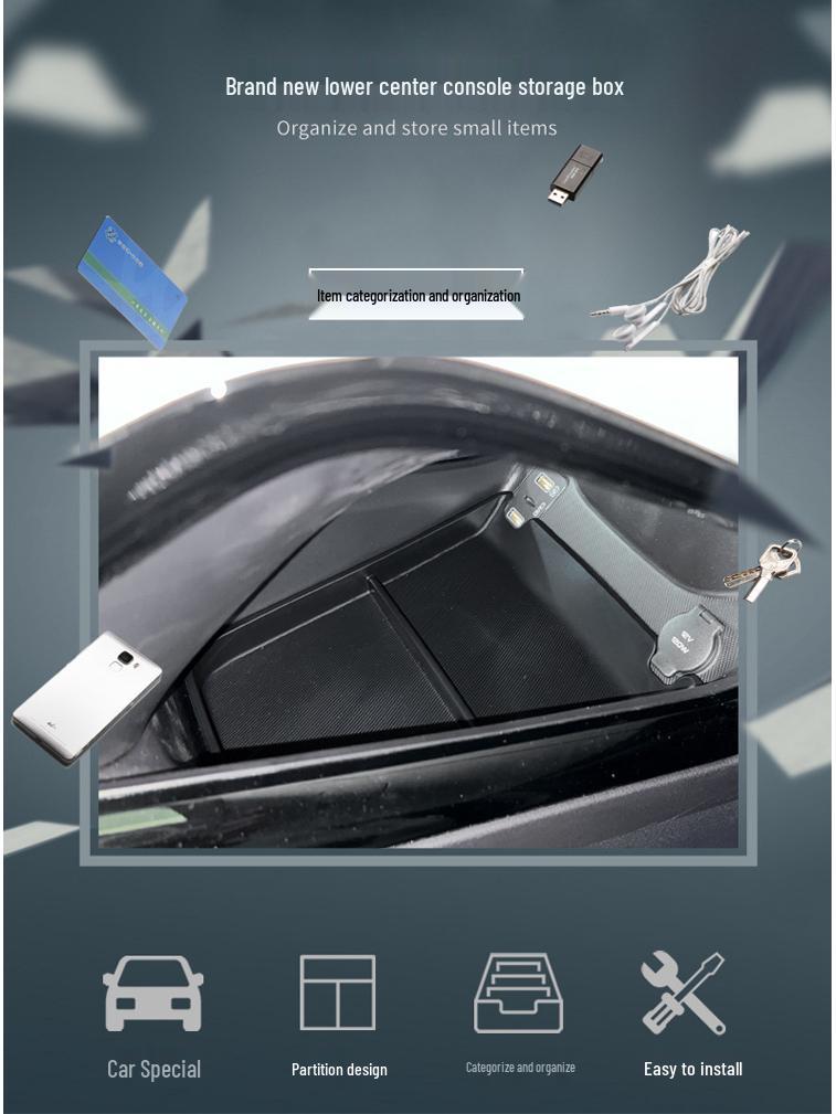BYD Song PLUS Lower Center Console Storage Box - Interior Organizer for 22 Models