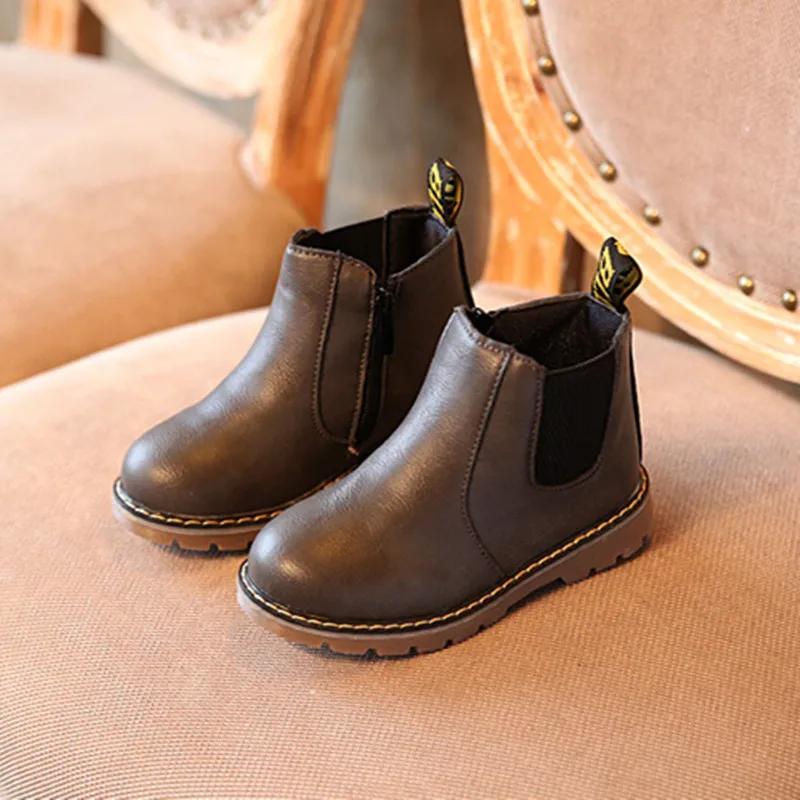 Botas Soft Sole Kid Boots Autumn Winter Plush Boy Ankle Boot British Girl Retro Fashion Short Boots Kid Shoe Zapatos
