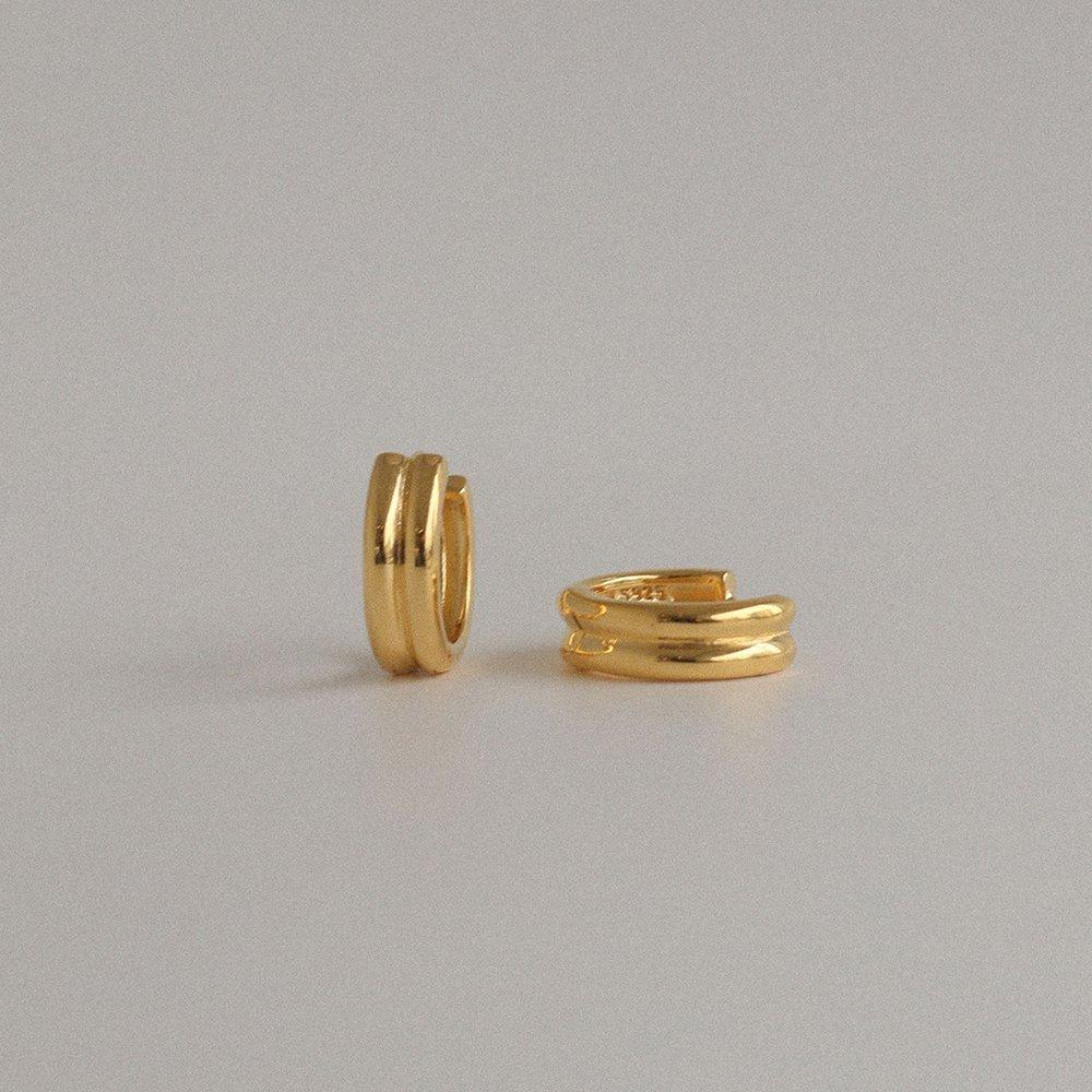 14K Gold-Filled Silver Angel Ring One-Touch Earrings