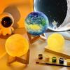 DIY Planet Lamp Moon Galaxy Night Light Art Painting Graffiti Birthday Gift Bedroom With Stand