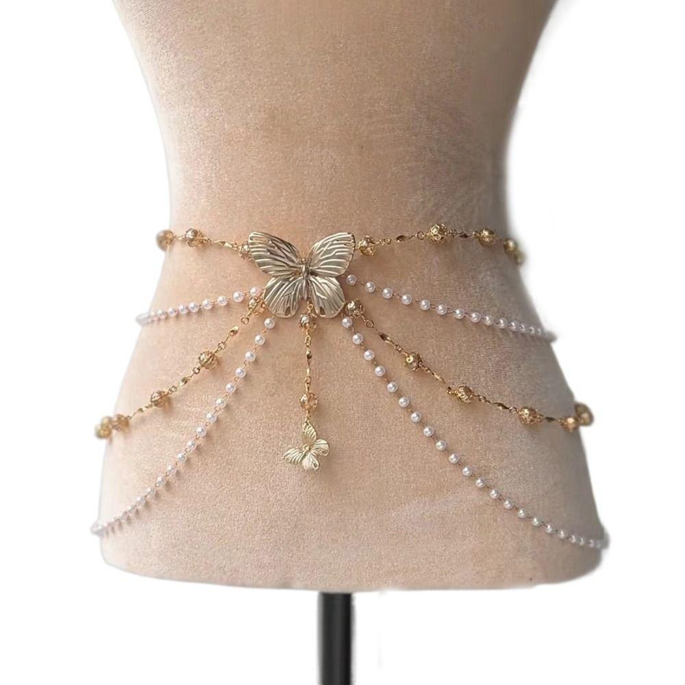 Elegant Pearl Waist Chains Versatile Hip Chain Fashion Body Jewelry Women