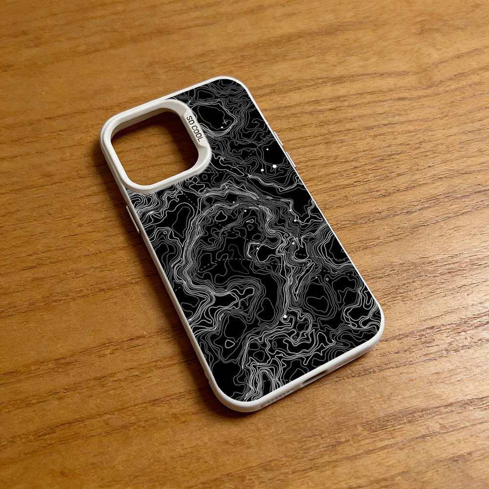 Geography Contour Line Phone Case for iPhone 17 16 Pro Plus 15 14 13 Max Mini 12 11 X XS Air Fashion Bumper