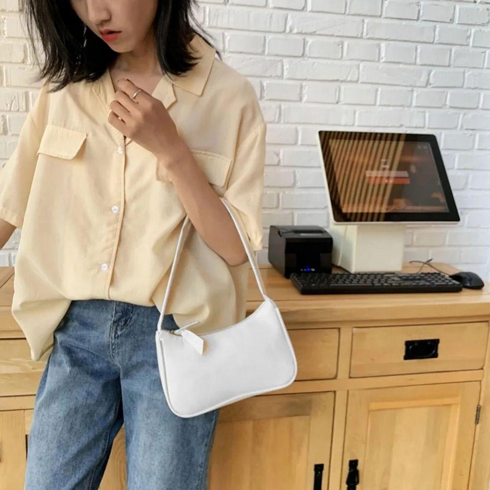 Underarm Style Bow Handbag Minimalist Design PU Leather Bag Clutch Retro Forearm Bag  Casual Wear