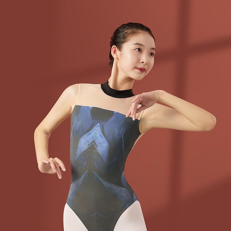 Womens Ballet Leotard With Back Cutout Dance Practice Performance Aerial Training Floral Print Stretchy Spandex-Lycra
