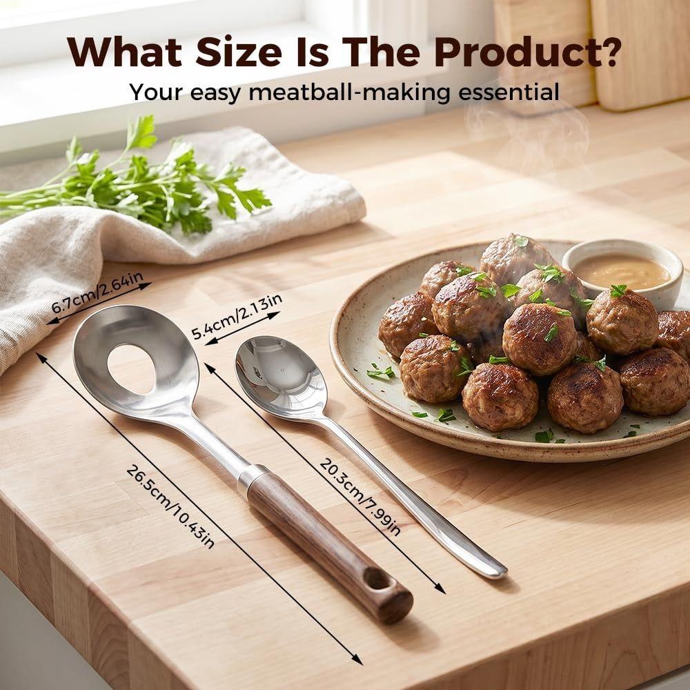 Stainless Steel Meatball Maker Spoon Round Spoon Head Meatball Portioning Tool Cooking Utensils