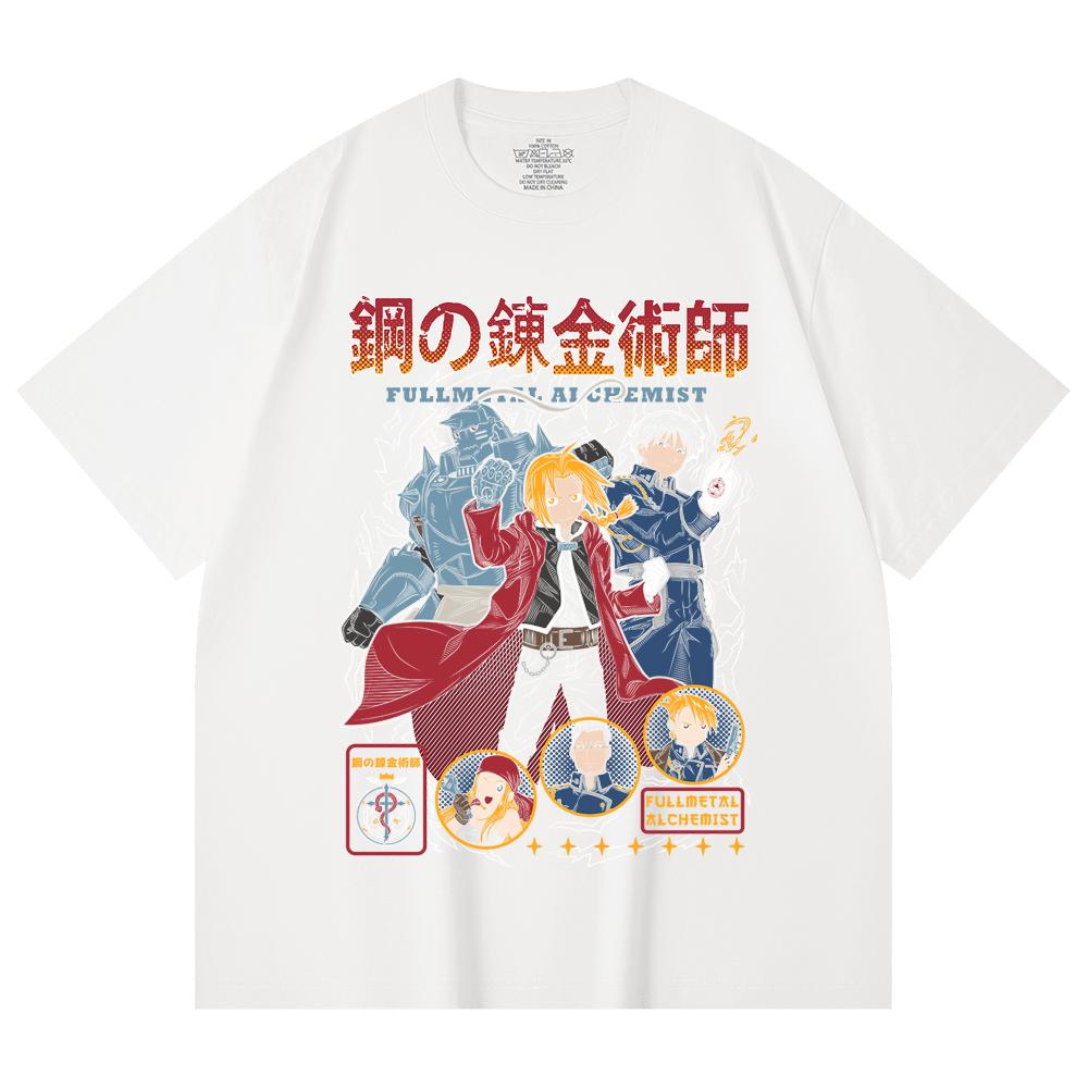 230 г/м² 100% хлопок Футболка унисекс с принтом Fullmetal Alchemist V2, плотный хлопок