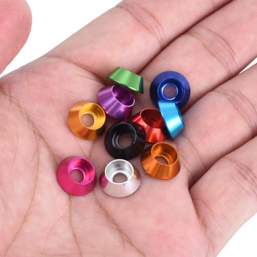 uxcell M4 Cone Cup Washer, Anodized Aluminum Gasket, Cup Head Washer, for Screws, RC/FPV/PC/Drone/Machine Accessories, Model Parts, 30pcs (Black)