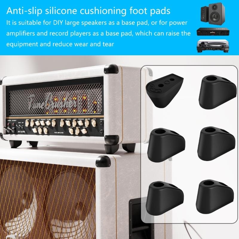 6pcs Premium Silicone AntiSlip Shock Absorbing Feet Pad For DJ Equipment Speaker Bases Turntable Vibration Dampening