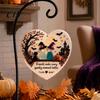 Lasting Friendship Souvenirs Heart-Shaped Sea Glass Art Ornament, 2D Flat Heart Year Round Inspired Ornaments Keepsake, Halloween Pumpkin Black